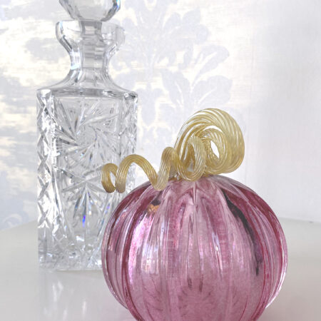 Blown Glass Pumpkin - Pink Princess