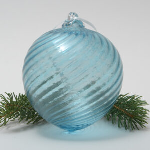 Handblown Glass Christmas Ornament - Blue Twist