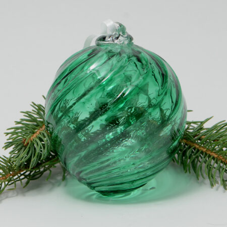 Handblown Glass Christmas Ornament - Emerald Twist