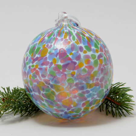 Handblown Glass Christmas Ornament - Rainbow Dapple