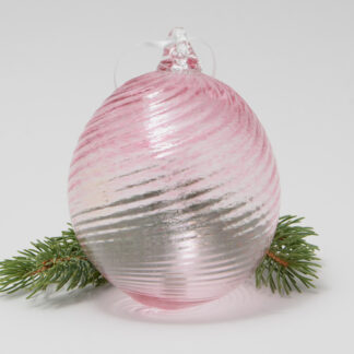 Handblown Glass Christmas Ornament - Pink Twist
