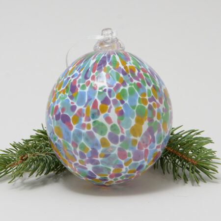 Handblown Glass Christmas Ornament - White Prism