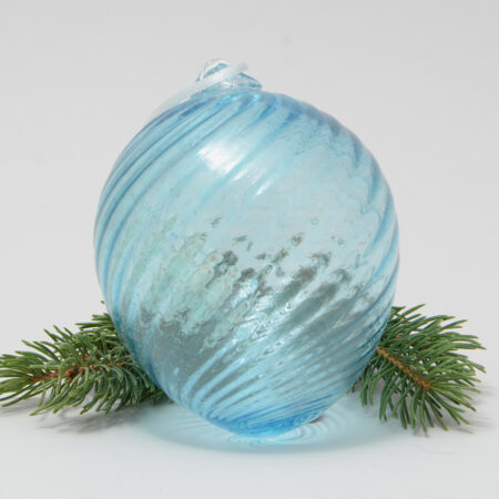 Handblown Glass Christmas Ornament - Optic Blue