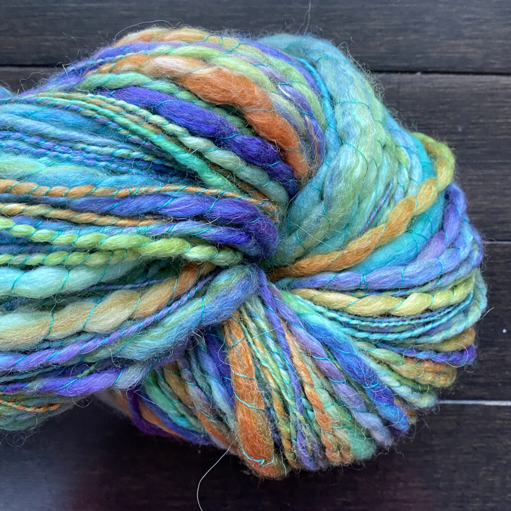 Handspun Art Yarn - Peacock Feather