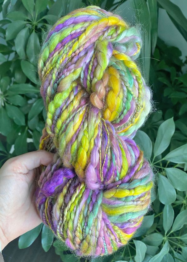 Handspun Art Yarn - Pansy Petals - Image 2