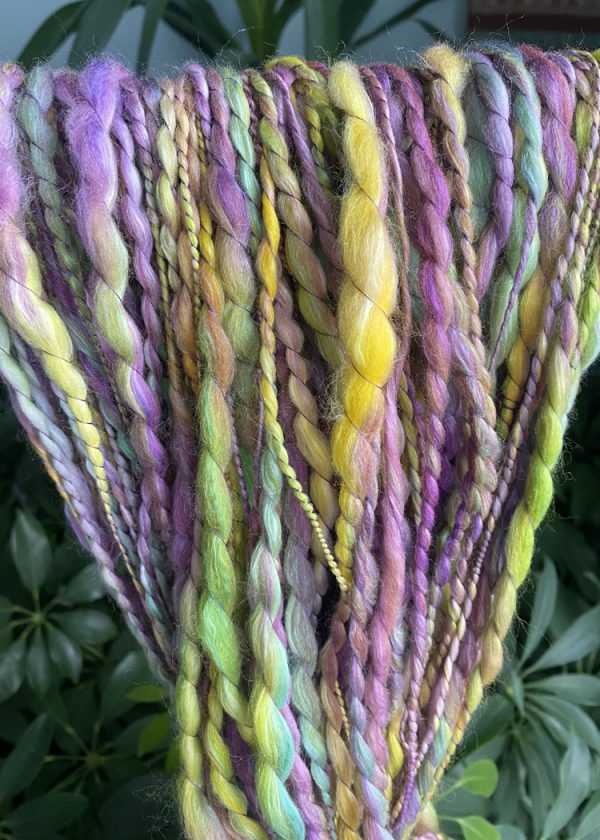 Handspun Art Yarn - Pansy Petals - Image 3