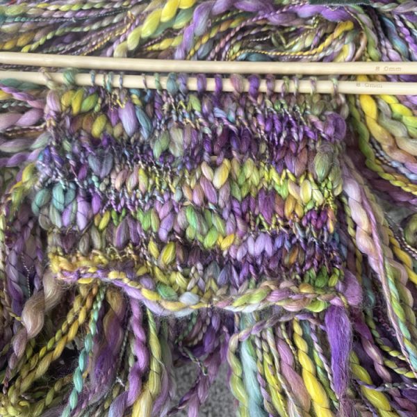 Handspun Art Yarn - Pansy Petals - Image 4