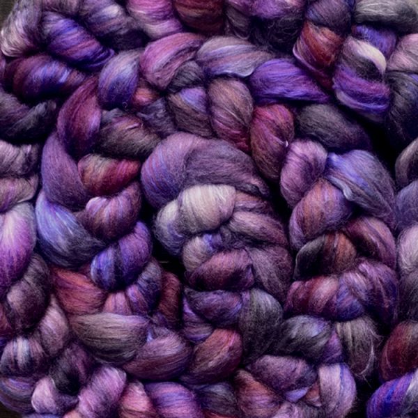 Hand-Dyed Roving - Black Plum