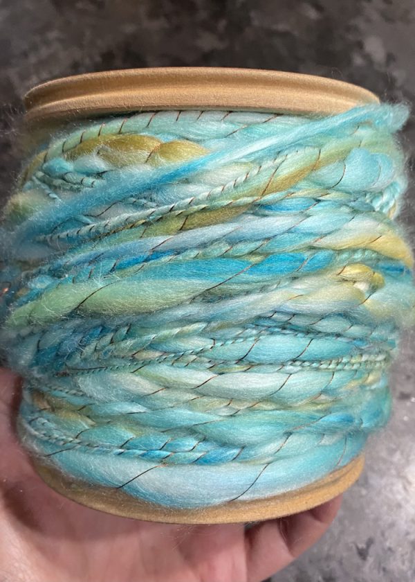 Handspun Art Yarn - Robin's Egg - Image 3