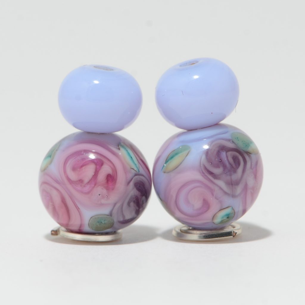 Earring Beads: Lavender Roses Dangles