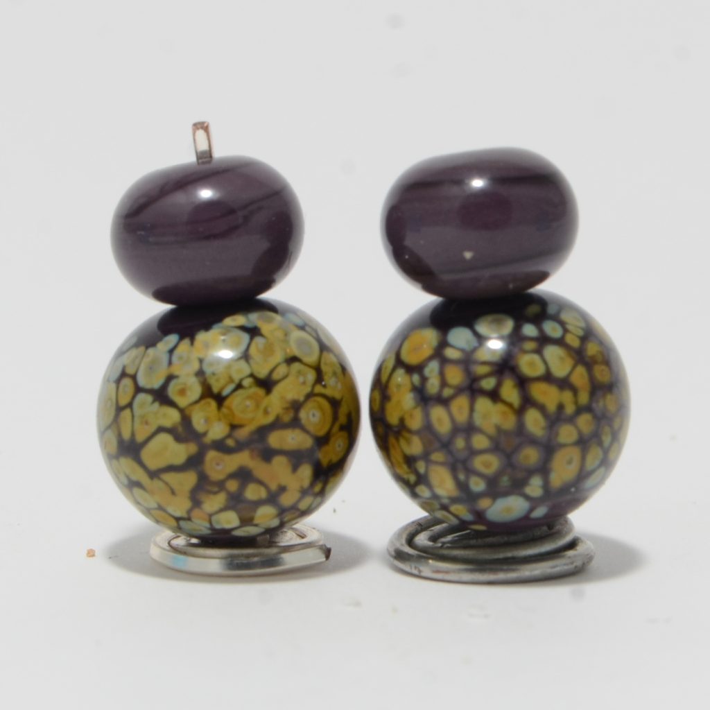 Earring Beads: Raku Plum Dangles