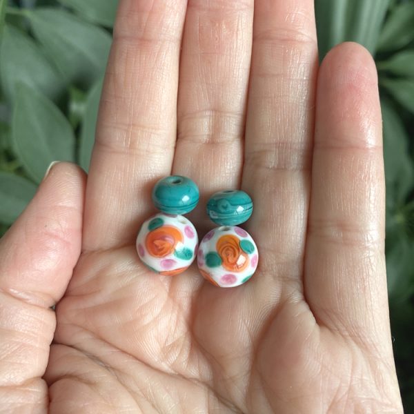 Earring Beads:  Citrus Rose Dangles - Image 3