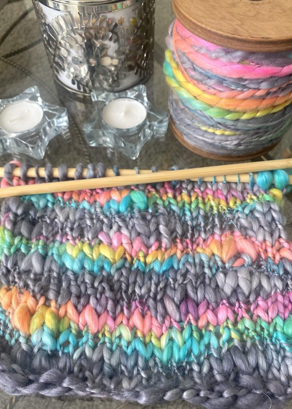Handspun Art Yarn - Rainbows in the Mist - Image 4