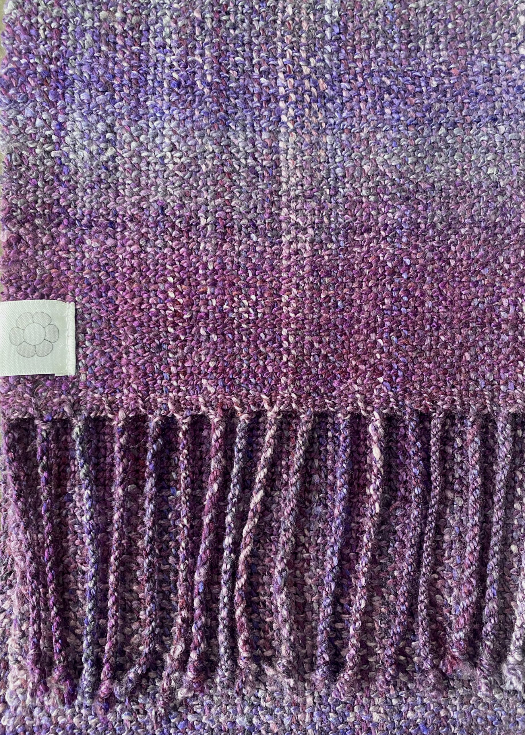 Handwoven Merino Wool Scarf - Black Plum - Image 4