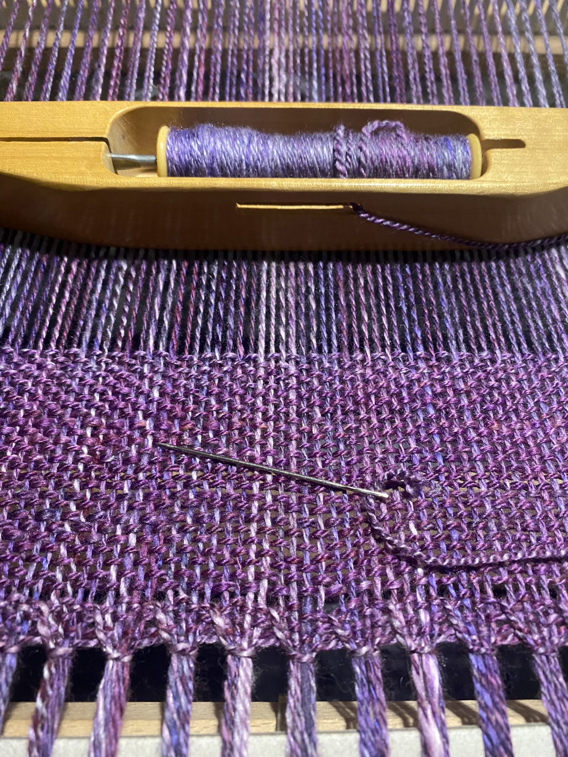 Handwoven Merino Wool Scarf - Black Plum - Image 5