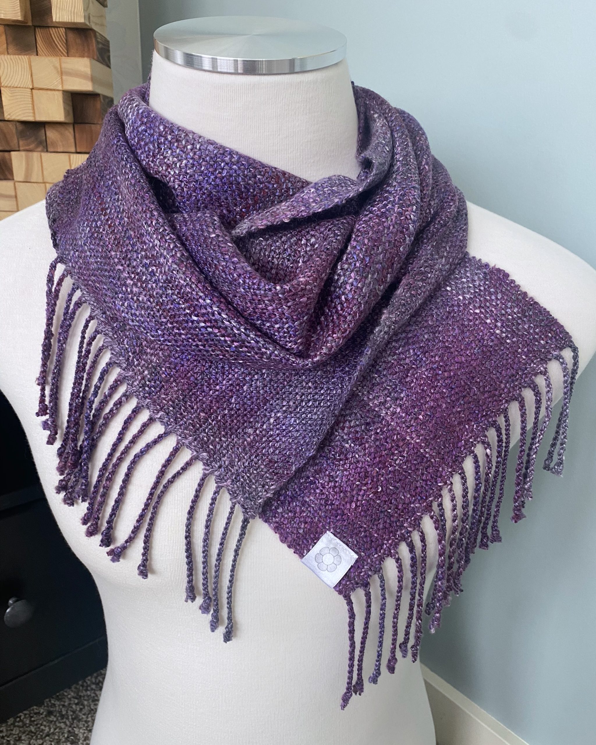 Handwoven Merino Wool Scarf - Black Plum