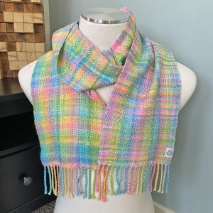 Handwoven Merino Wool Scarf - Rainbow Bright