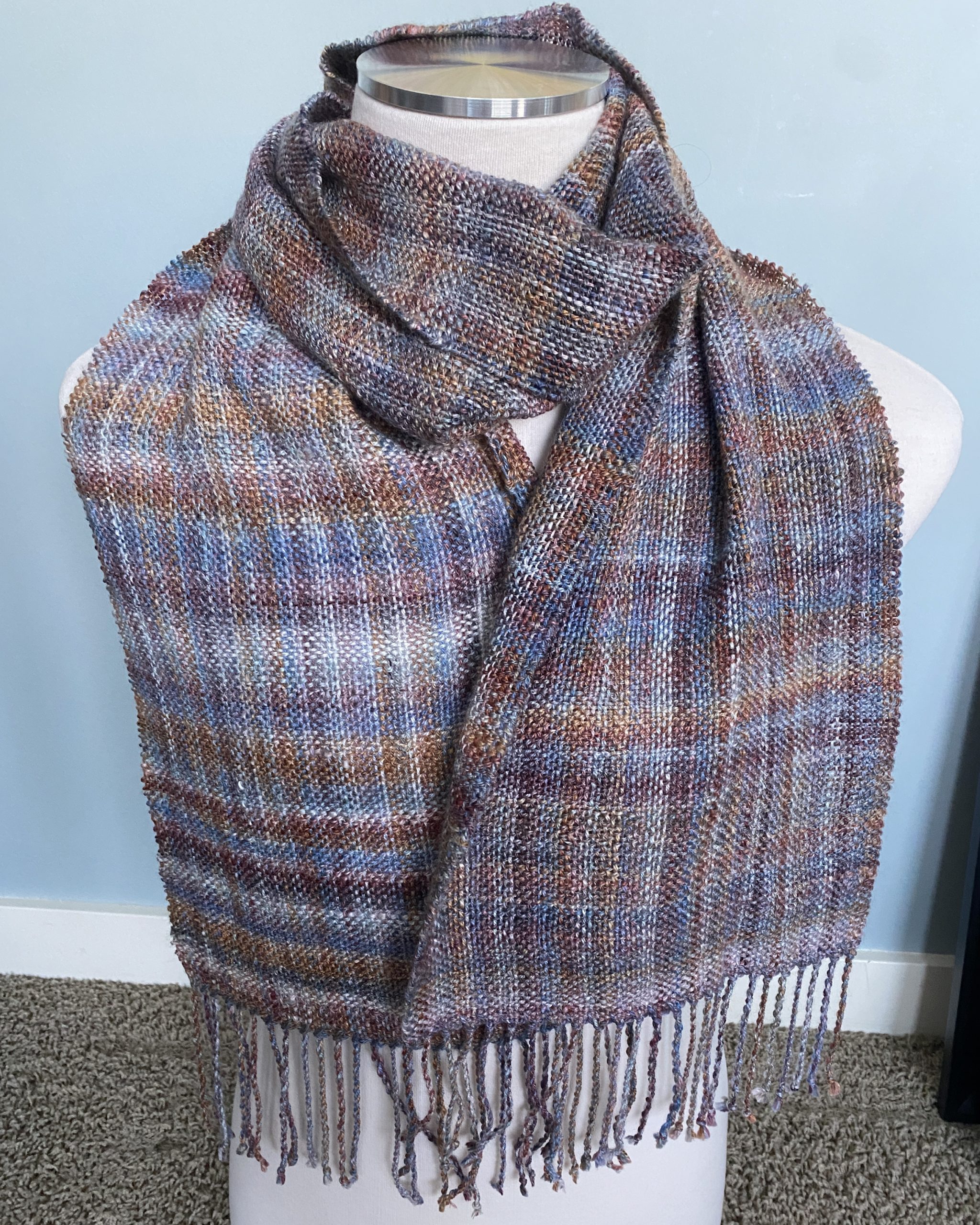 Handwoven Merino Wool Scarf - Subtle Plaid - Image 4