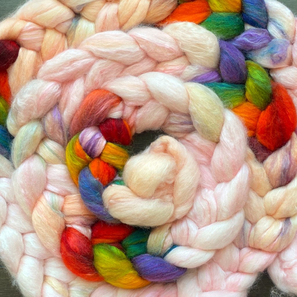 Hand-Dyed Roving - Warm Rainbows