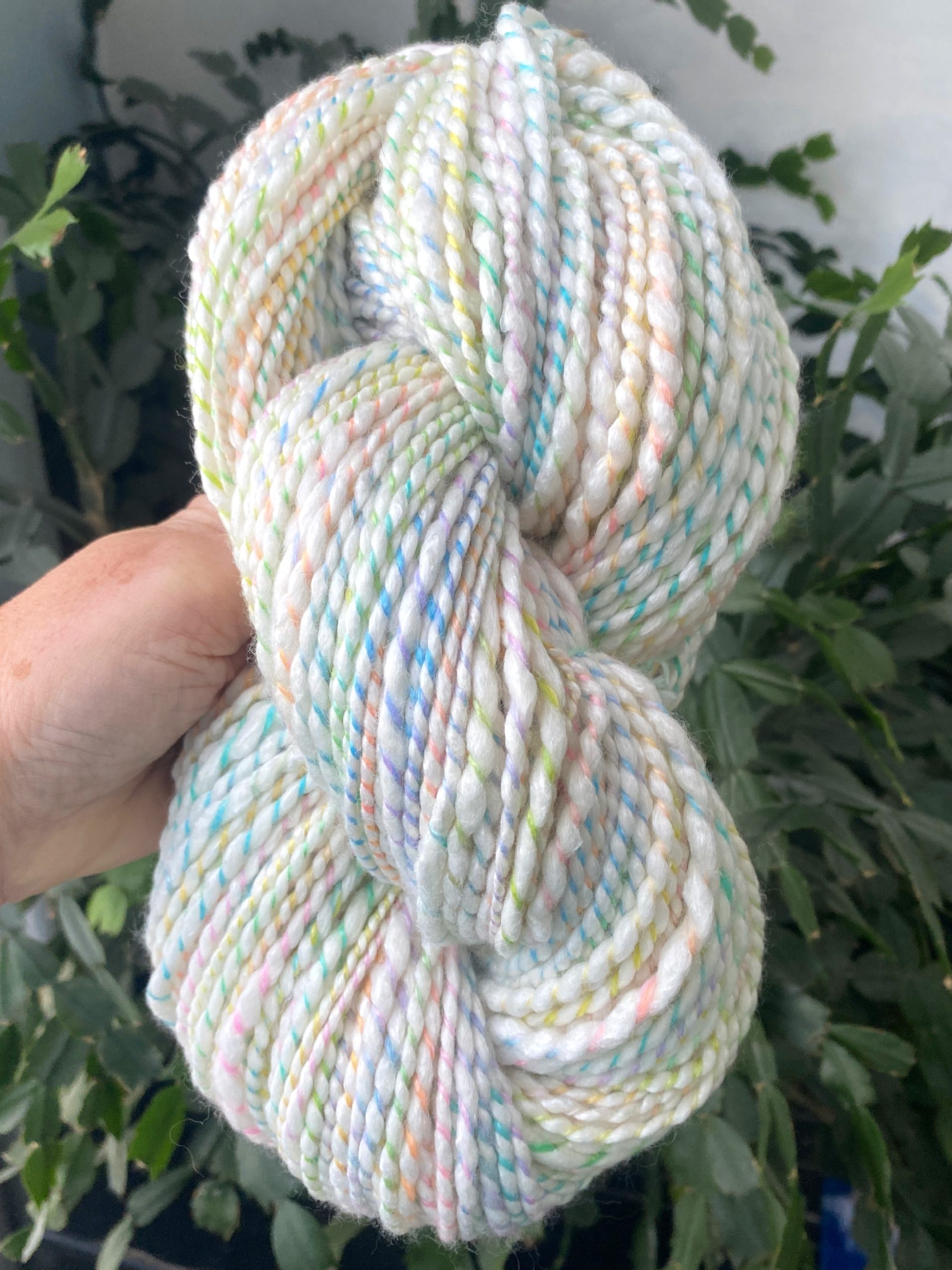 Handspun Art Yarn - Rainbows in the Clouds - Image 2