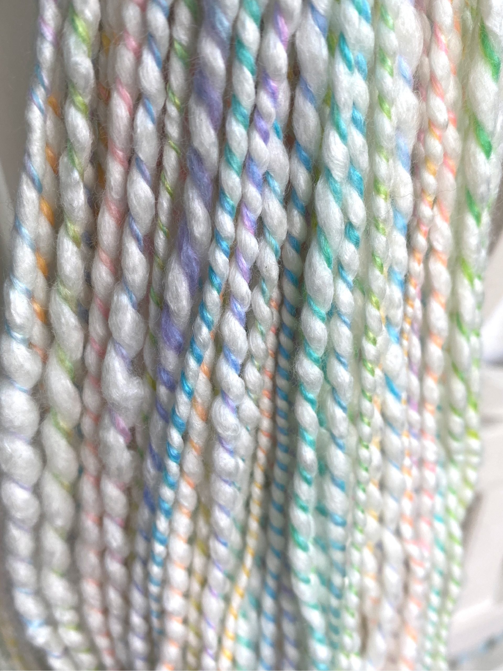 Handspun Art Yarn - Rainbows in the Clouds - Image 3